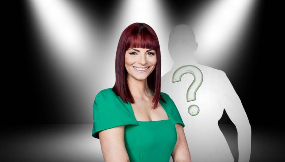 Melanie Zanona smiling in a green dress with a silhouette and question mark in the background.